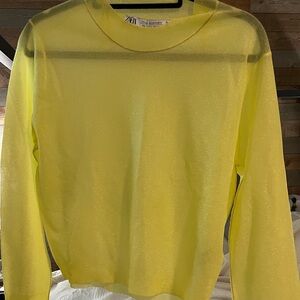 Zara Lemon Sheer Long Sleeve Top. Very light weight. Worn 1 time